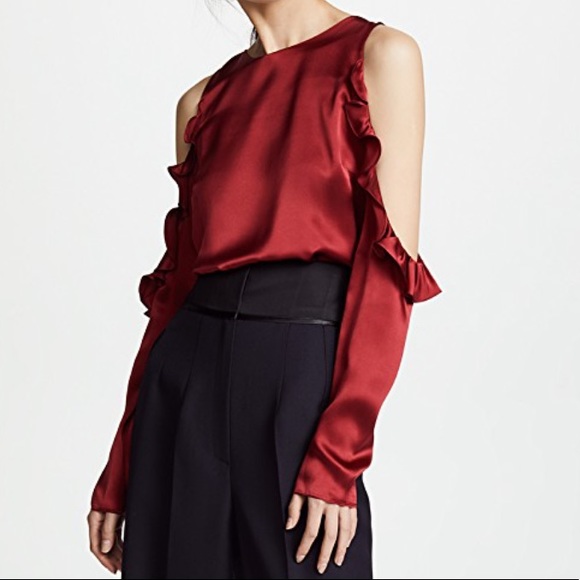 Cushnie Cold Shoulder Top in Ruby Red Size 0 - Picture 4 of 8